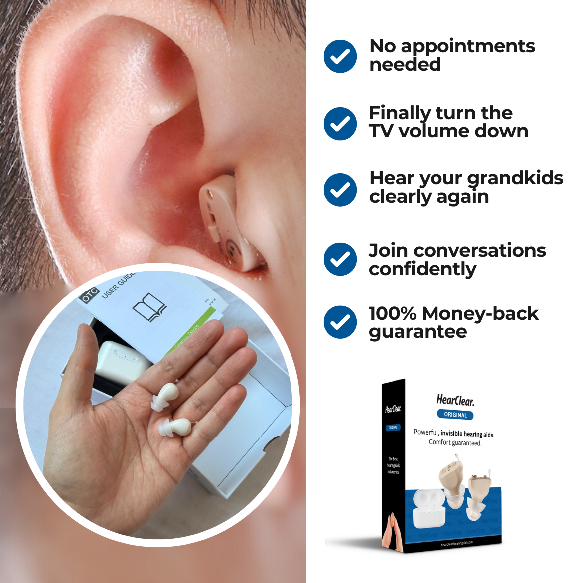 HearClear Invisible OTC Hearing Aids
